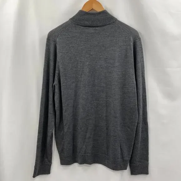 Nordstrom Men's L 100% washable merino gray quarter zip sweater